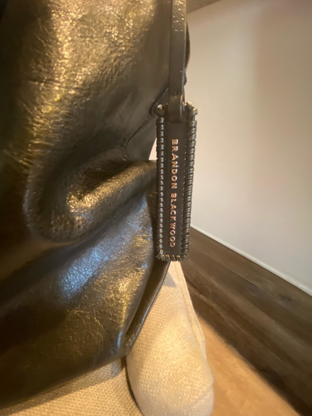 Brandon Blackwood Black Leather Shoulder Hobo - Picture 5 of 6